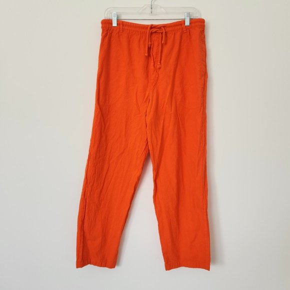 Vintage 90s Gitano High Rise Orange Pants Double Drawstring // Large - Picture 9 of 16